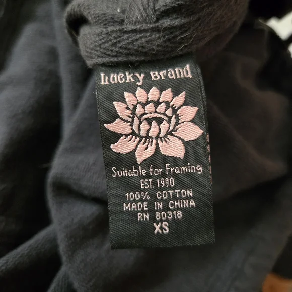 Lucky Brand Zip Up Hooded Sweatshirt Dark Gray Cherry Blossom XS - Picture 10 of 13